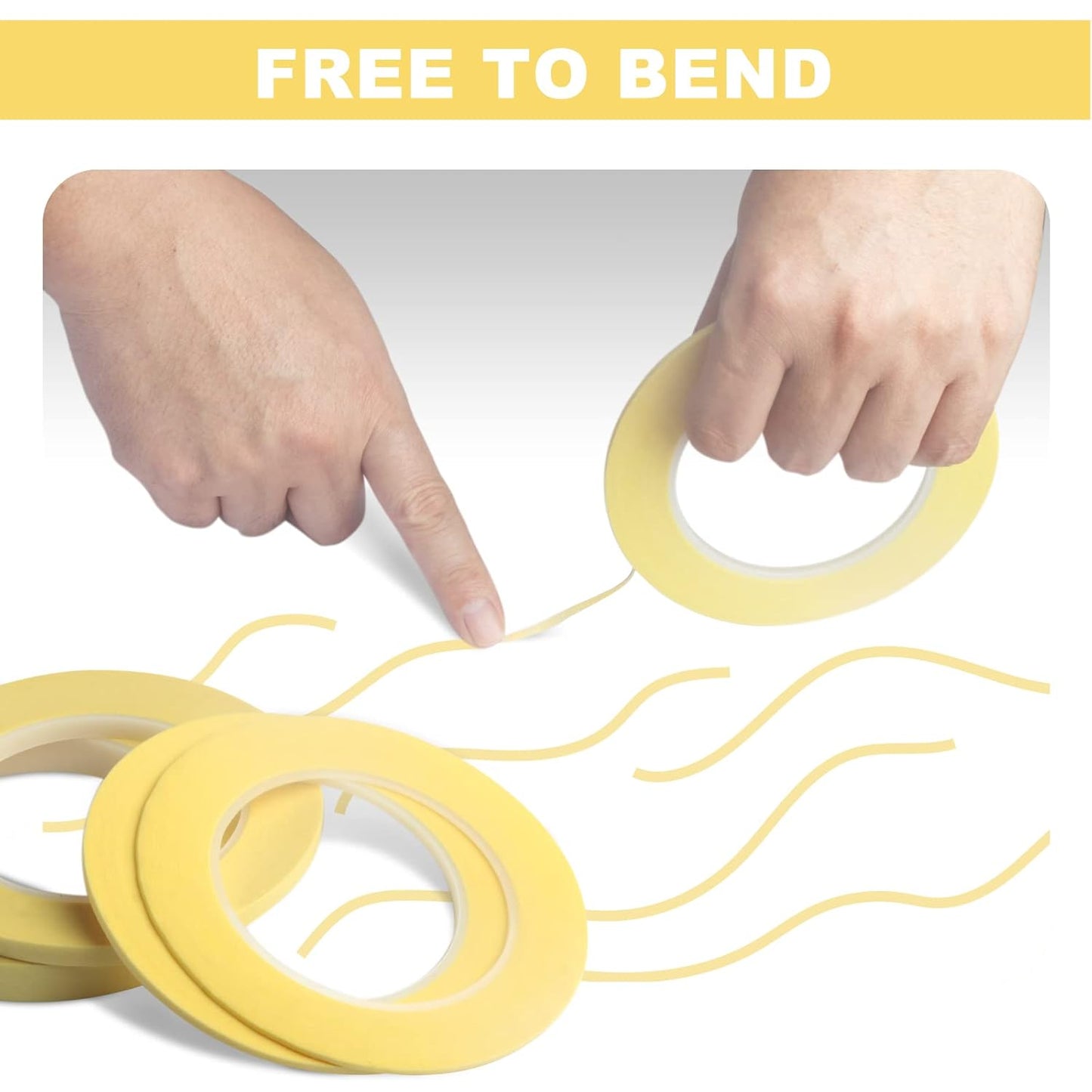 4 Rolls Fine Line Tape - Medium Tack Pinstripe Tape, Fineline Masking Tape in 1/16, 1/8, 1/4 and 1/2 Inch Wide x 60 Yard Long, Painters Masking Tape for DIY Car Auto Paint Art