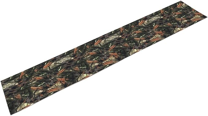 Camouflage Forest Trees Table Runner, Rustic Camouflage Hunting Camp Mossy and Oak Table Runner for Kitchen Dining Banquet Party 13x120in