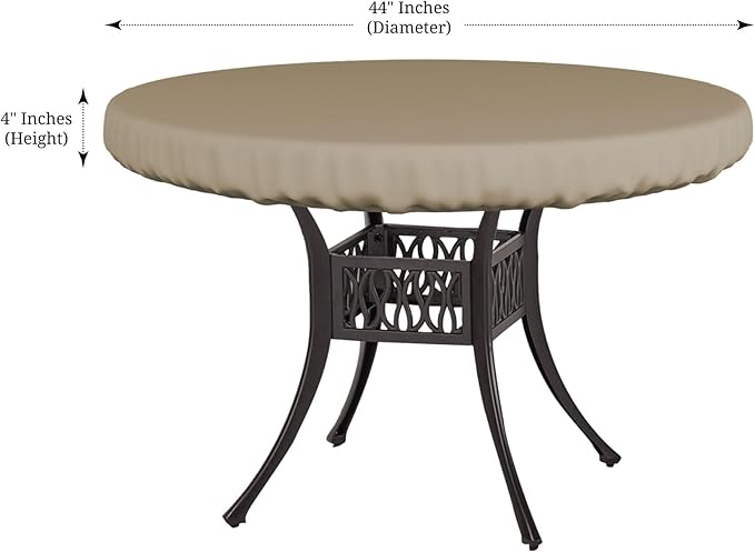 Covers & All Round Table Top Cover, 12 Oz Waterproof UV & Weather Resistant Patio Table Cover, Outdoor Table Cover for Patio Outdoor Furniture & Coffee Table (44" Dia x 4" H Inches, Beige)