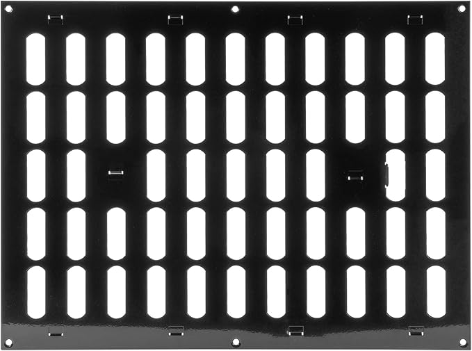 Repa Market 16" x 12" Inch (Outer Dimensions) Black Adjustable Air Vent Cover - Galvanized Steel HVAC Air Vent Register - Heating, Cooling Toe Kick Vent Cover - Wall, Ceiling Return, Intake Air Grille