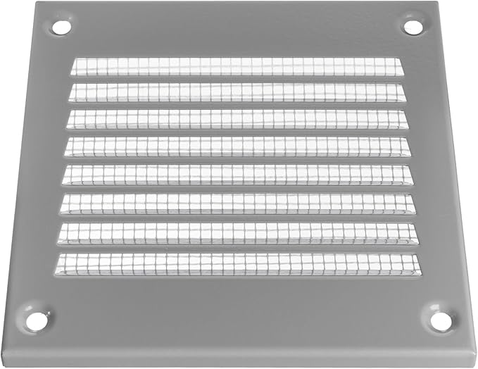 Vent Systems 4'' x 4'' Inch (Overall Dimensions) Pack of 5 - Gray Air Vent Cover - Metal Air Return Grill with Built in Guard Screen - HVAC Ducting Vent Duct Cover for Interior, Exterior Use