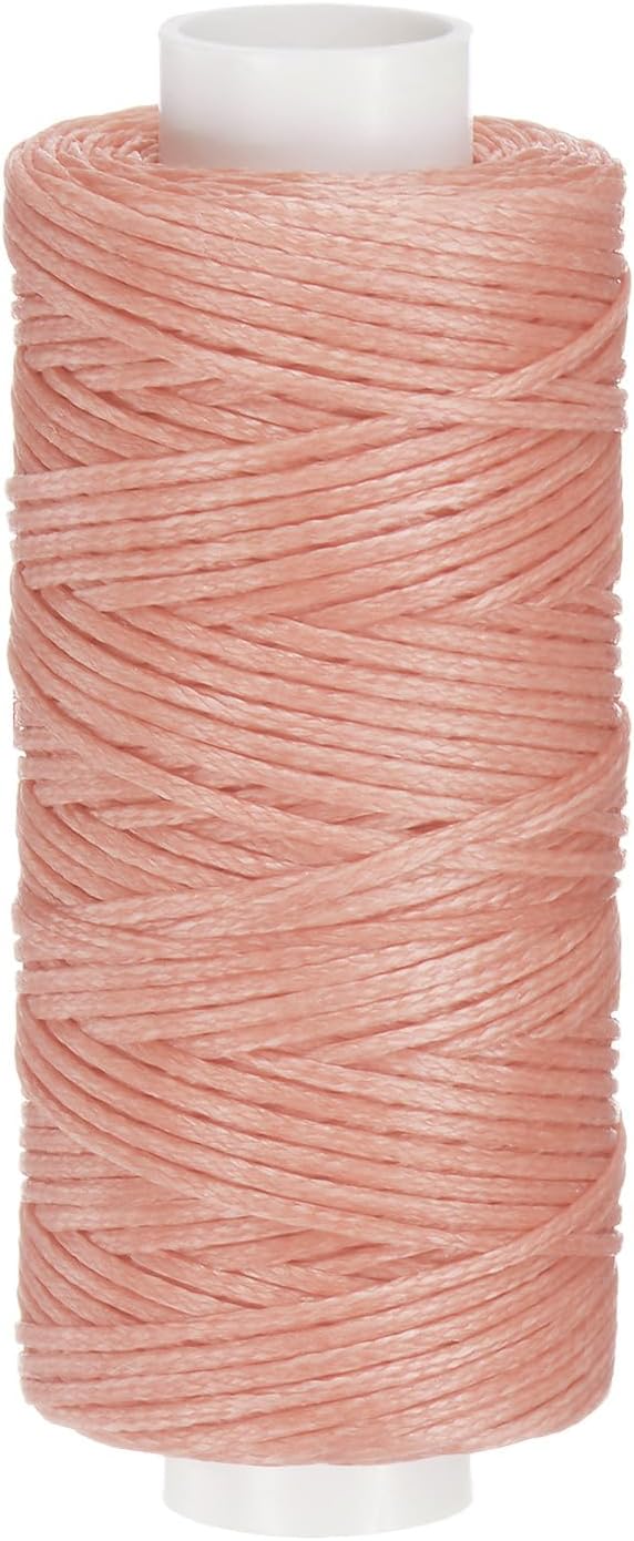uxcell Leather Sewing Waxed Thread, 55 Yards / 50m 0.8mm 150D Flat Polyester All-Purpose Threads for Leather Crafts, Bookbinding, Pink