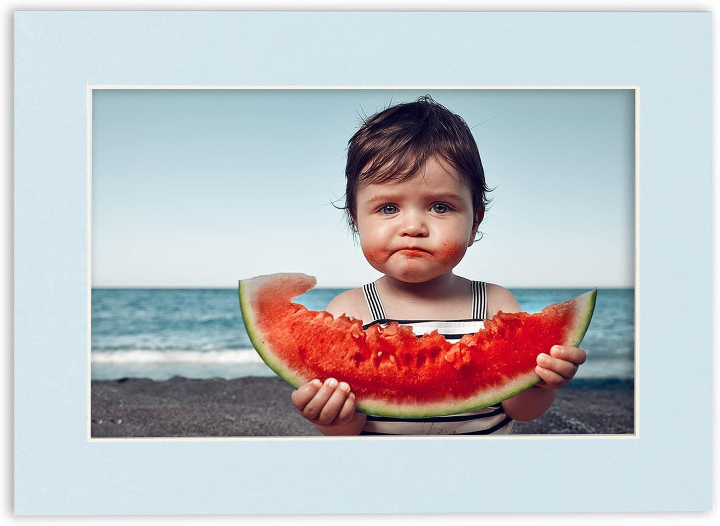 5x7 Mat for 8.5x11 Frame - Precut Mat Board Acid-Free Baby Blue 5x7 Photo Matte For a 8.5x11 Picture Frame, Premium Matboard for Family Photos, Show Kits, Art, Picture Framing, Pack of 100 Mats