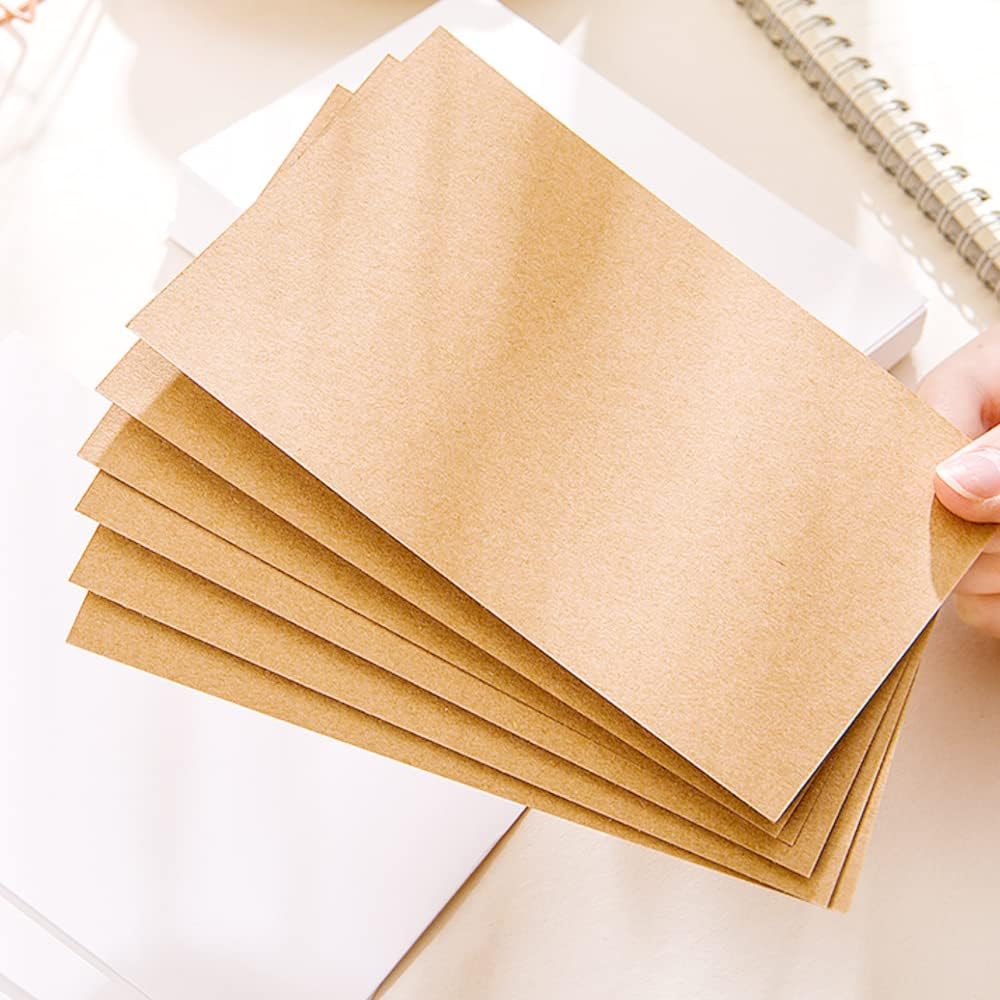 Bercoor 200 Pack Blank 3 x 5 Inch Index Cards, Heavy Study Cards, Note Cards for Office, School Learning, Kraft Paper