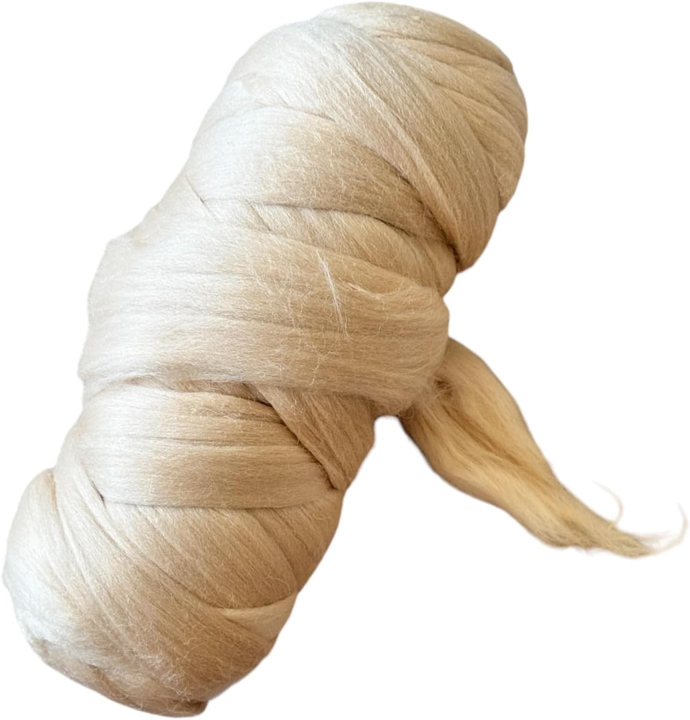 Colored Natural Wool roving, 1 lb. Best Wool for Needle Felting, Wet Felting, handcrafts and Spinning. (Cream Beige, 1 lb)