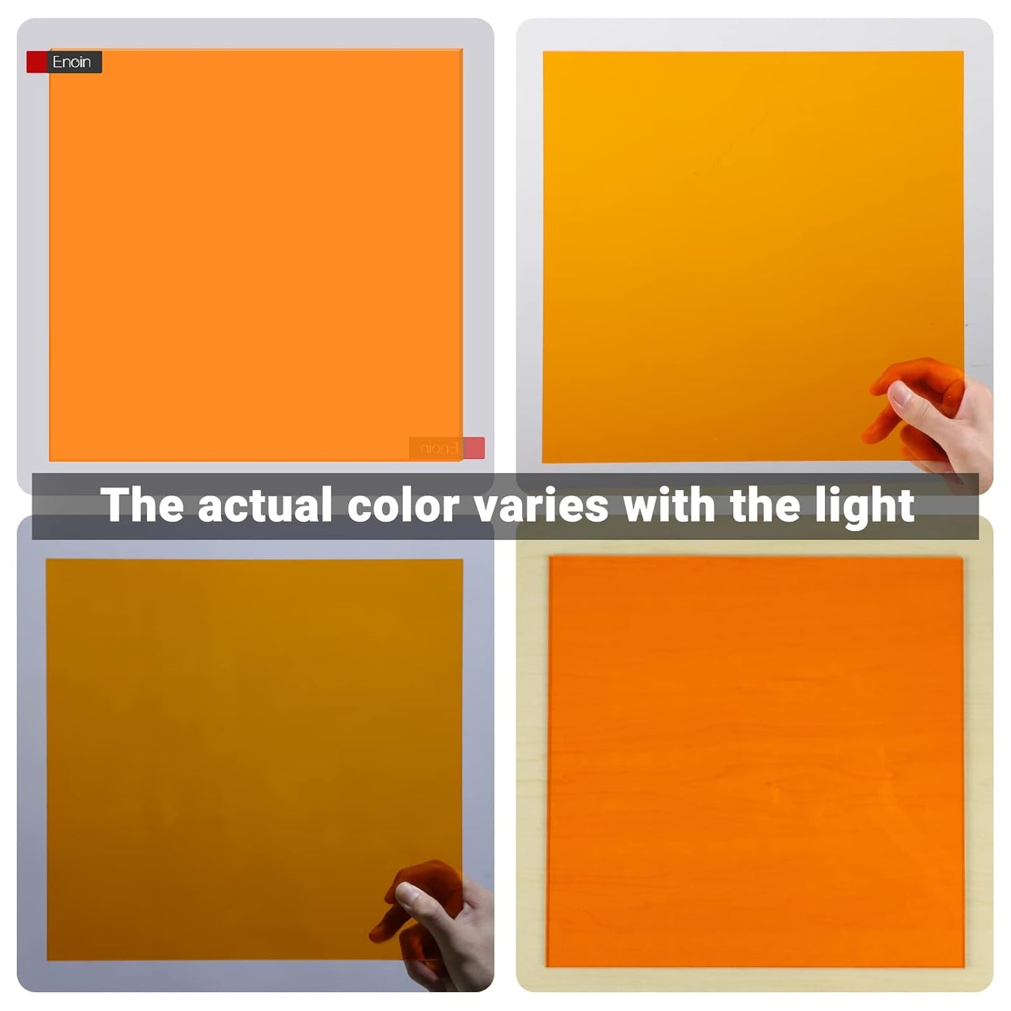 Enoin 12x16 Translucent Orange Acrylic Sheet - Cut to Size Plexiglass Sheets 1/8 inch Thick, Colored Plastic Board Panel for Art Craft, DIY, Painting