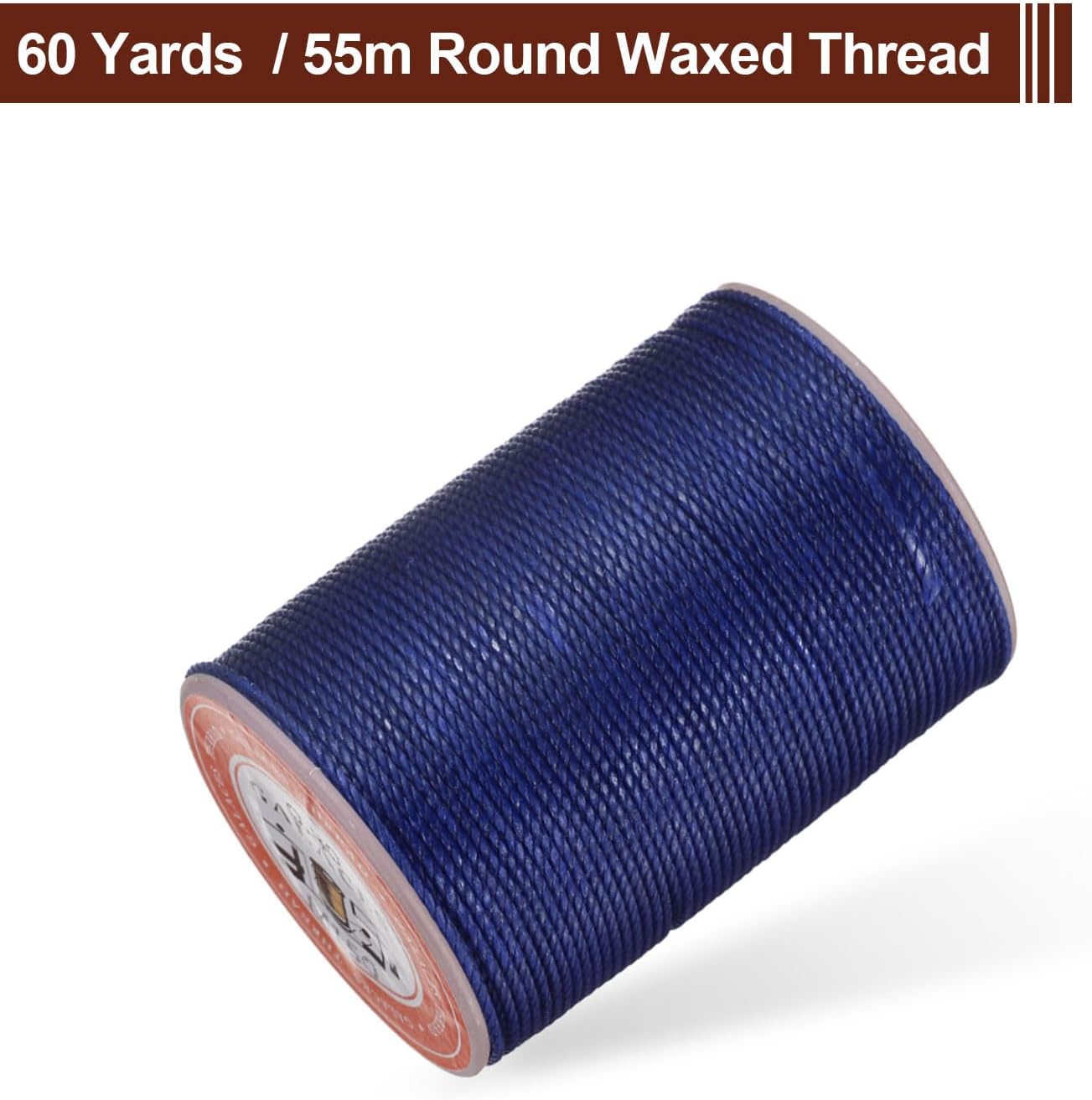 uxcell Round Leather Sewing Waxed Thread, 55m / 60 Yards Wax Polyester String, 0.8mm Waxed Stitching Cord for Leather Crafts, Bookbinding, Bracelets Braided, Sapphire Blue