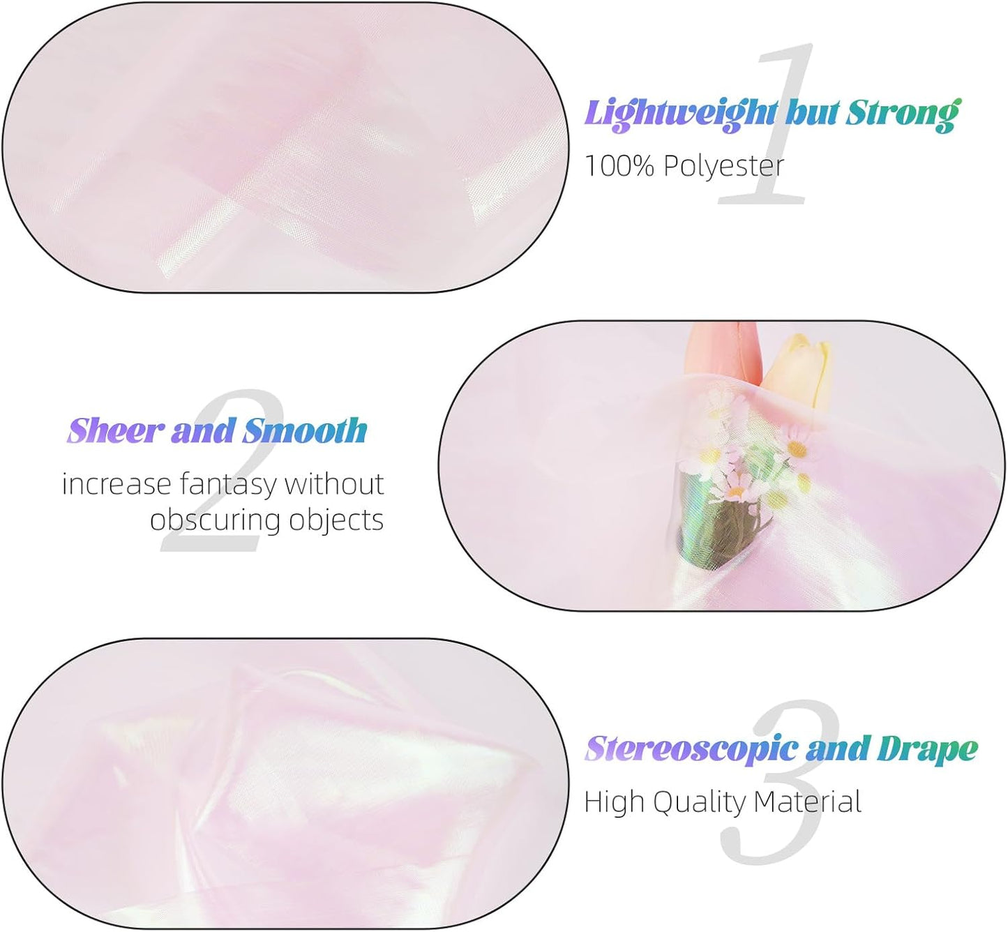 Crystal Organza Fabric Tulle 11 Inch by 50 Yards Sheer Tulle Rolls for DIY Craft Wedding Party Baby Shower Decor Gift Wrapping Party Supplies (Fantasy Pink)