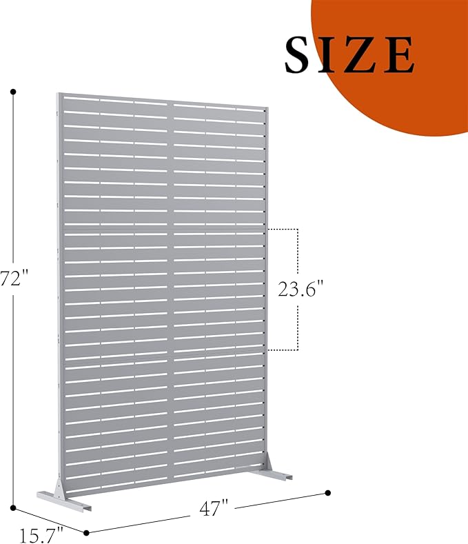 GarveeLife Metal Privacy Screen 72" h x 47" w, Outdoor Privacy Screens and Panels, Freestanding Decorative Fence for Patio Lawn Garden Deck Balcony, 3-Panel with Stand for Outdoor & Indoor Use