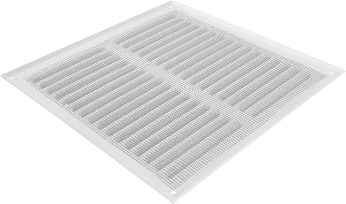 Square Ventilation Grille / 10" x 10" Inch Inside Measurement/White Metal Air Vent Louver - Inside/Outside use / 11.6" x 11.6" Inch Outer Measurement