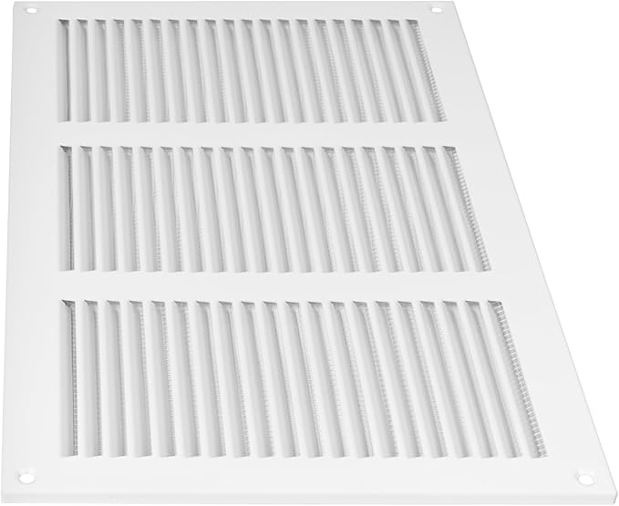 Repa Market 12x8 Inch Air Vent Cover/White Galvanized Steel Louvered Grill Cover with Mesh Screen/Wall or Ceiling Vent/Durable Flush Mount HVAC Register for Indoor and Outdoor Ventilation
