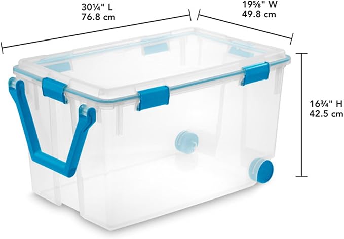 Sterilite 9-Pack Gasket Box, Weather-Resistant Storage Bins with Latching Lids, 120 Quart - Heavy-Duty Organizing Containers for Closet, Bathroom, and Office