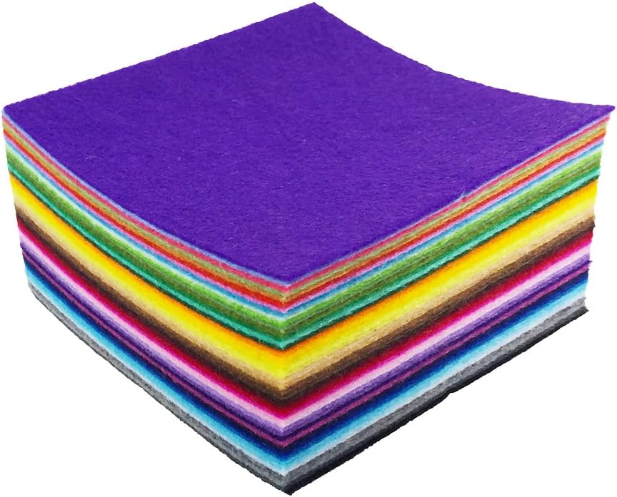 flic-flac 44PCS/88PCS Assorted Color Felt Fabric Sheets Patchwork Sewing DIY Craft 1mm Thick … (25cm * 25cm, 44pcs)