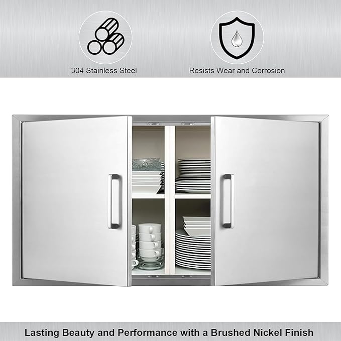 Outdoor Kitchen Door, Outdoor Kitchen Access Door, Stainless Steel BBQ Double Door, Available for Outdoor Kitchen Island or Outdoor Kitchen., 42''Wx21''H