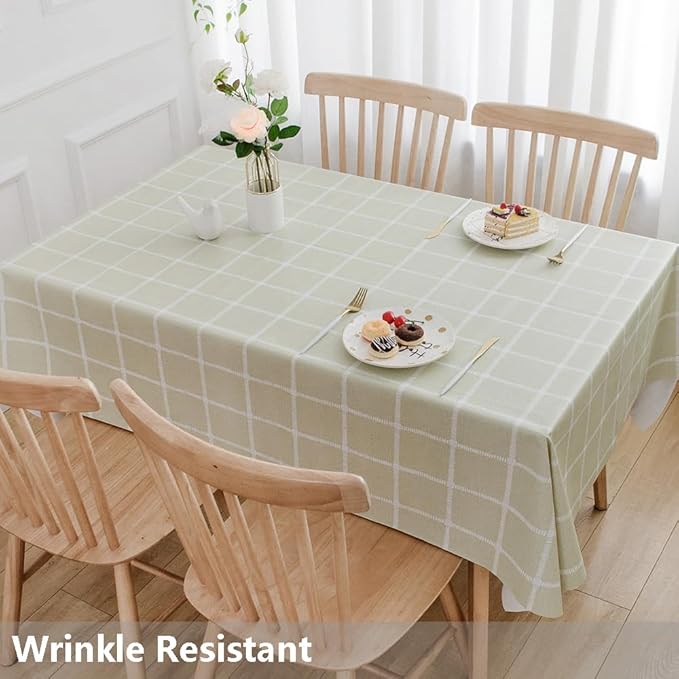 TruDelve Vinyl Tablecloth Rectangular Sage Green Plastic Tablecloths for Rectangle Tables Outdoor Table Covers Waterproof Tablecloth (54'' x 108'', Plaid-3)