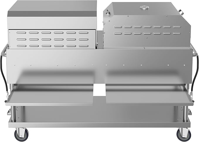72 in. Commercial Outdoor Propane Gas Grill with 36 in. Roll Dome Cover and 36 in. Pizza Oven in Stainless-Steel, ETL Listed (CGKIT7-D36P36)