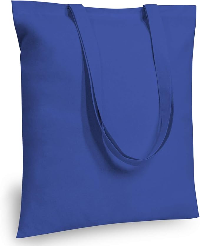 TOPDesign 5-Pack Economical 16"x15" Blue Cotton Tote Bag, Lightweight Medium Reusable Grocery Shopping Cloth Bags, Suitable for DIY, Advertising, Promotion, Gift, Activity