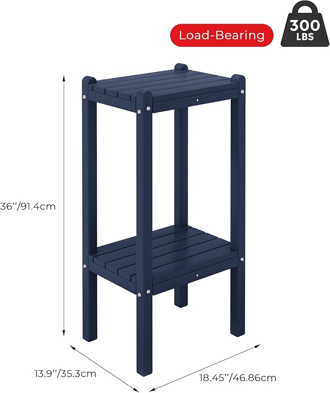 Costaelm Outdoor Side Table, 2-Tier Small Patio Coffee Tables for Outside, Outdoor End Tables for Patio, Adirondack Side Table for Outside, Outside Table for Pool, Porch, Garden, Navy Blue