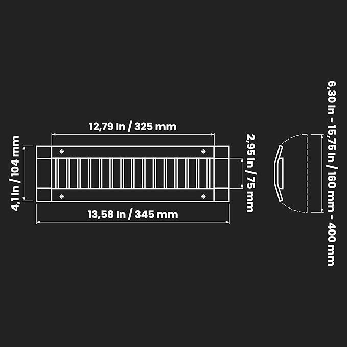Repa Market 13" x 3" Inch Air Exhaust Grille for Round Ducts - Adjustable Louvre Blade Air Register - Galvanized Air Supply Vent Cover - Side Fit Round Surface Canal Ducting from 6.30" to 15.74"