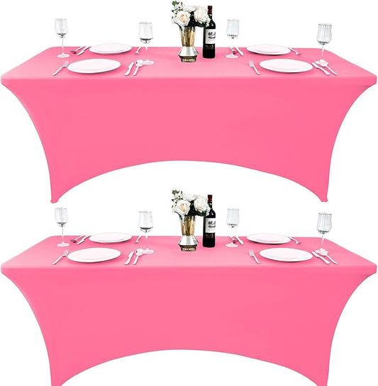 2-Pack 6ft Spandex Table Covers for Rectangle Standard Folding Tables - Wrinkle Resistant Stretch Tablecloths - Ultimate Fitted Table Protector for Parties, Trade Shows, Banquet