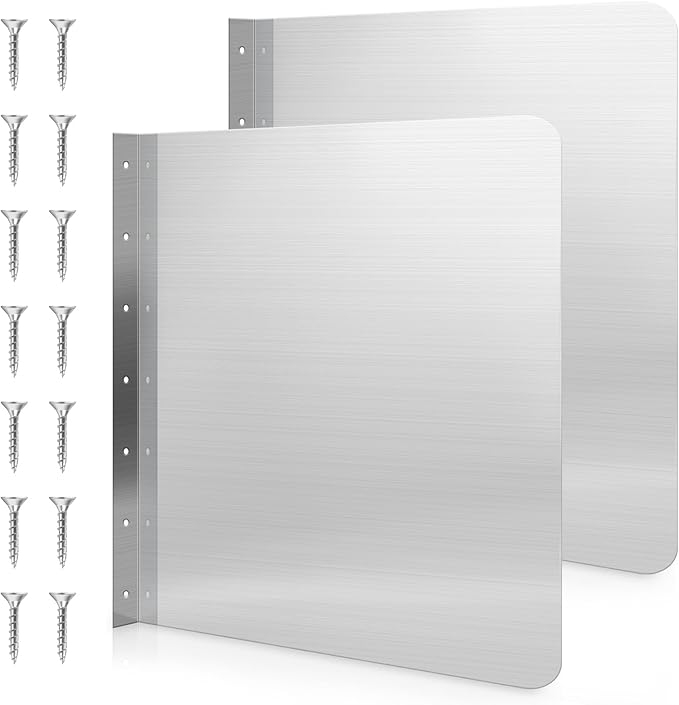Therwen 2 Pcs Stainless Steel Side Splash Guard for Sink 20 x 20 Inch Wall Mount Guard with Screws Commercial Restaurant Hand Sink and Compartment Prep Sink Kitchen Sink Splash Protector Supply