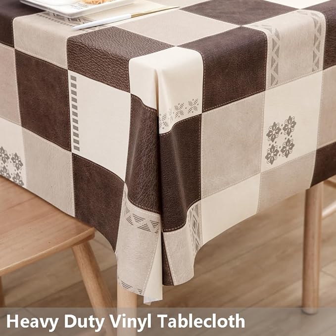 TruDelve Heavy Duty Vinyl Table Cloth Plastic Table Cloth Waterproof Wipeable PVC Tablecloths for Rectangle Tables (54'' x 78'', Lattice-2)