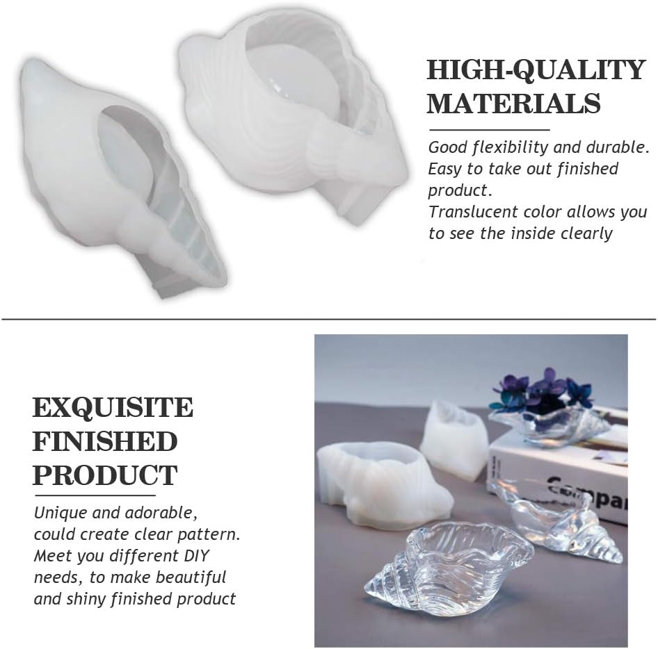 2PCS Silicone Conch Shaped Tray Mold Creative Sea Snail Epoxy Resin Casting Mold for Making Jewelry Tray Dishes Storage Home Decor Resin Crafts Art Supplies Ideal Gift