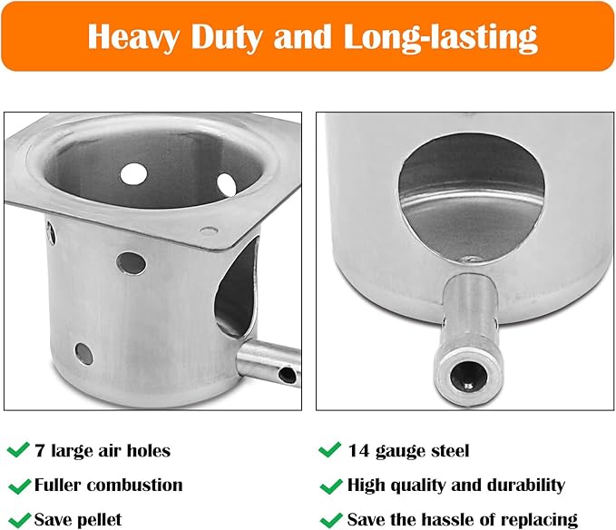 Fire Burn Pot and Hot Rod Ignitor Kit for Traeger and Pit Boss Pellet Grill, Upgraded Pellet Grill Replacement Parts, Come with Hot Rod Igniter, Ash Remover, Screws and Fuse