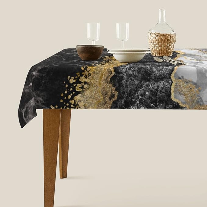 Worltoldb Marble Print Tablecloths Polyester Table Cloth for Kitchen Dinning Table Modern Washable Table Cover for Parties Wedding Picnic