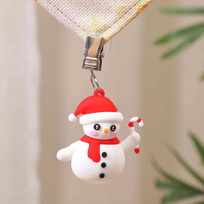 TwoFish Home Set of 4 Snowman Tablecloth Weights Clips Handicraft Snowman Tablecloth Clamps Pack of 4