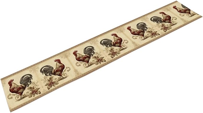 Farmhouse Rooster Table Runner, Vintage Rooster Retro Farmhouse Country Chicken Coffee Table Center Decor for Home Kitchen Dining Patio Holiday Party Indoor Outdoor Table Decorations 13"x72"