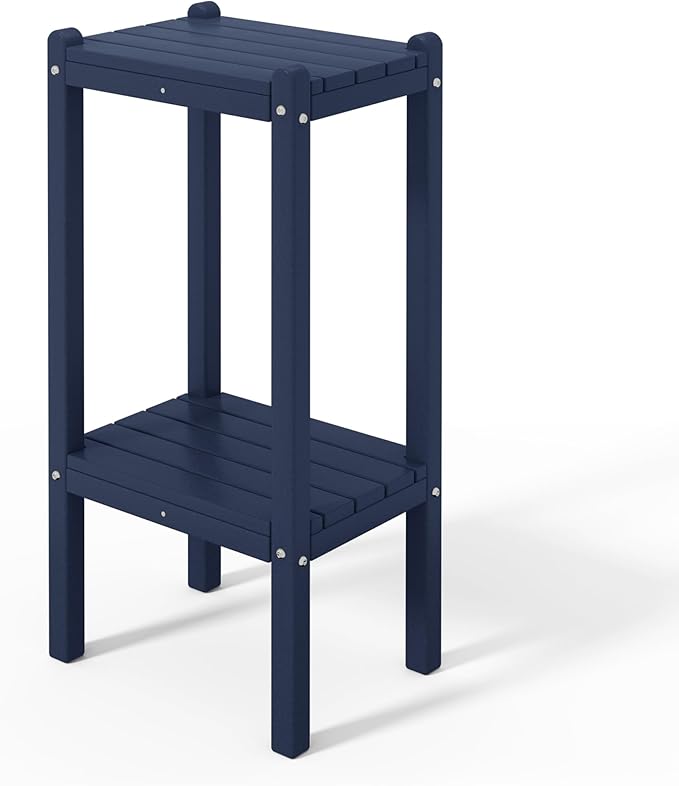 Costaelm Outdoor Side Table, 2-Tier Small Patio Coffee Tables for Outside, Outdoor End Tables for Patio, Adirondack Side Table for Outside, Outside Table for Pool, Porch, Garden, Navy Blue