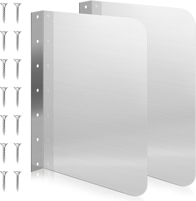 Therwen 2 Pcs Stainless Steel Side Splash Guard for Sink 15 x 20 Inch Wall Mount Guard with Screws Commercial Restaurant Hand Sink and Compartment Prep Sink Kitchen Sink Splash Protector Supply