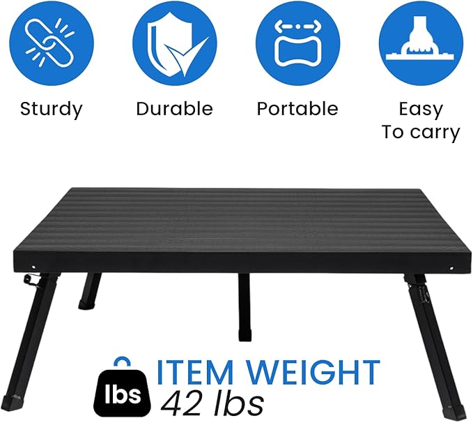 4'x4' 1 Stage Platform - Portable, Folding Lightweight Aluminum Performance Deck with Adjustable Height 17"-28" - US Patented Design