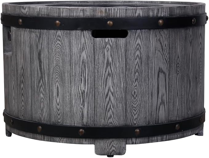 Afterglow Outdoor 36" Round TerraFdab Propane Fire Pit Table for Outside Patio Backyard Garden, Firepit Table with Weather Cover and Lava Rocks(Gas Tank not Included)，50000 BTU, Wood Look(Grey)