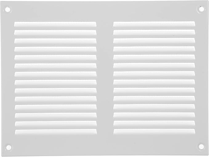Repa Market 8x6 Inch Air Vent Cover/White Galvanized Steel Louvered Grill Cover with Mesh Screen/Wall or Ceiling Vent/Durable Flush Mount HVAC Register for Indoor and Outdoor Ventilation
