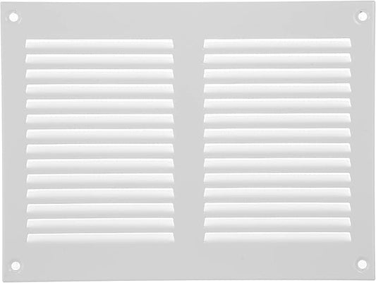 Repa Market 8x6 Inch Air Vent Cover/White Galvanized Steel Louvered Grill Cover with Mesh Screen/Wall or Ceiling Vent/Durable Flush Mount HVAC Register for Indoor and Outdoor Ventilation