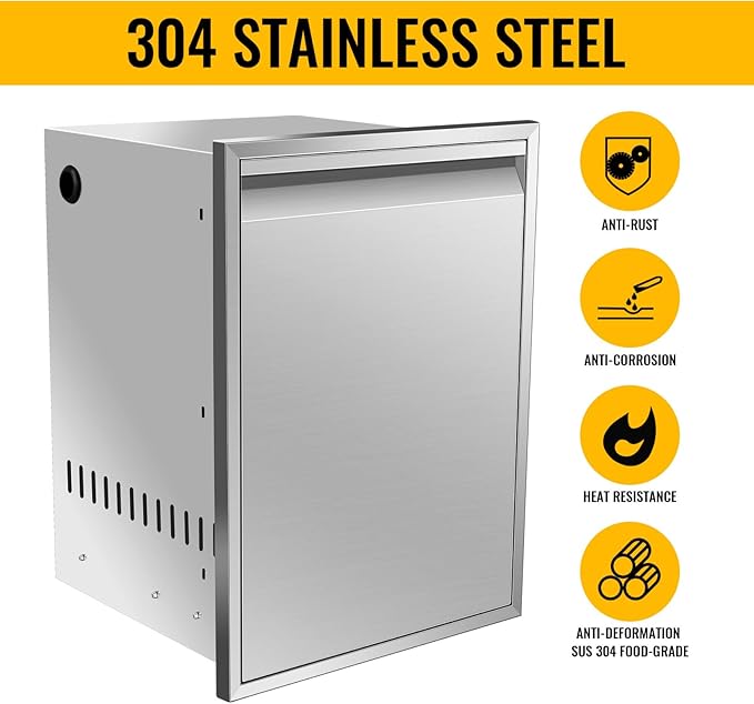 Outdoor Kitchen Drawers, Box Frame Style Flush Mount BBQ Drawer w/Stainless Steel Handle, BBQ Island Drawers For Patio Grill Station,Trash Drawer