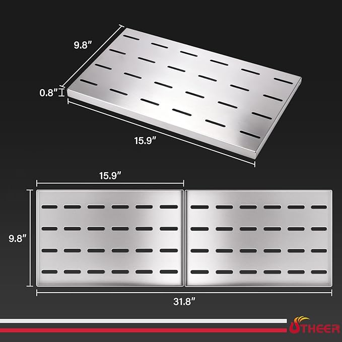 Utheer 2-Pack Griddle Warming Rack for Blackstone 36" Griddles, Stainless Steel Flat Top Grill Accessories | Reversible Rack Adds Prep Space, Foldable Clip-On Design Expands Cooking & Holding Area