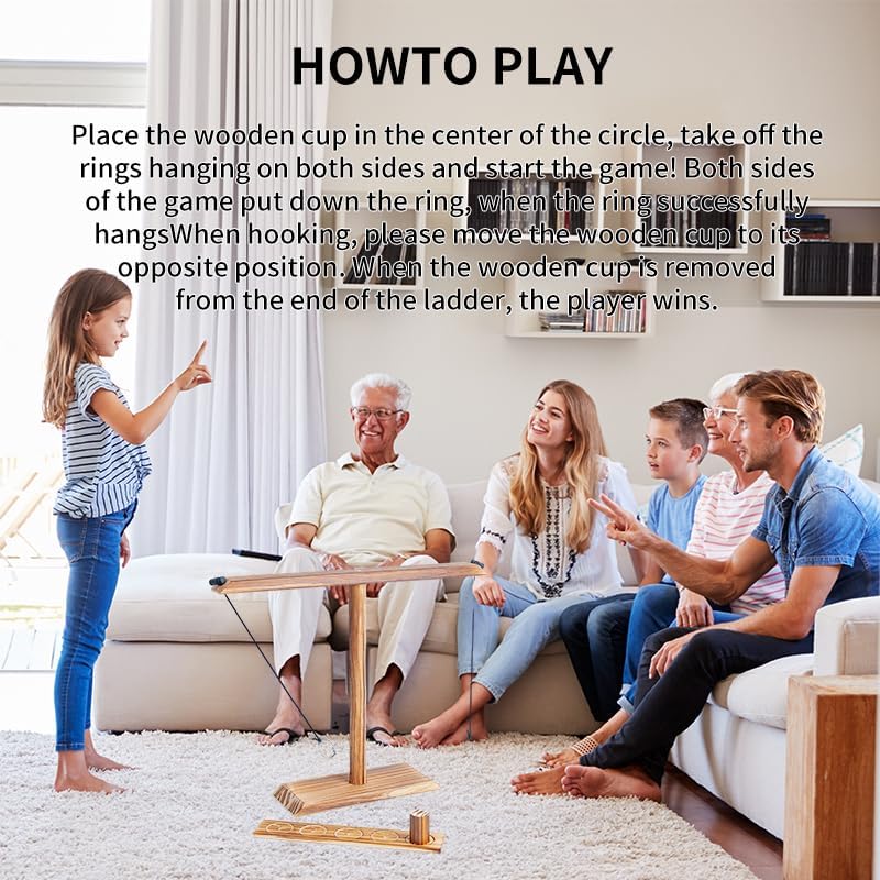 Ring toss Game, Large Base Hook and Ring Game, Hook and Ring Throwing Game for Adults Kids, Family-Friendly Indoor Holiday Fun or Outdoor Patio Games