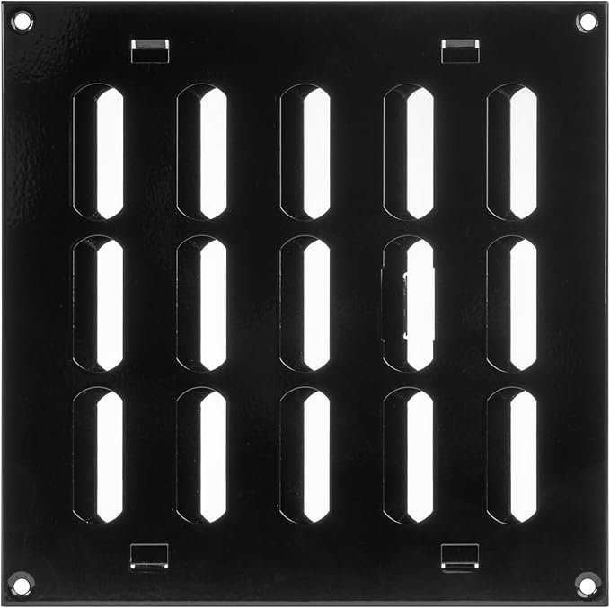 Vent Systems 8" x 8" Inch (Outer Dimensions) Metal Air Vent Grille - Black Adjustable Register Vent Cover - Open/Close Air Supply Intake Wall Vent - Heating/Cooling Ceiling Grille for House, Garage