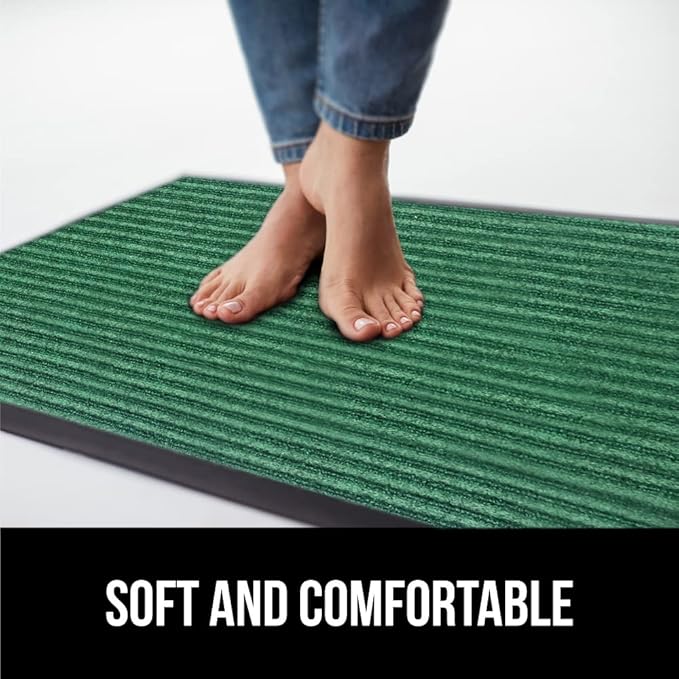 GORILLA GRIP Waterproof Traffic Guard Door Mat, 35x23, Heavy Duty Entryway Mats, Strong Rubber Back Commercial Utility Rugs for Office Hallway, Garage Floor and Home, Low Profile Carpet Runner, Green