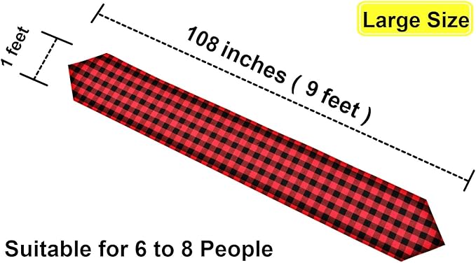 3 Pack 12"x108" Buffalo Check Table Runners Red and Black Plaid Table Runner for Christmas Dinner, Lumberjack Party, Outdoor or Indoor Gatherings Table Home Decorations 12"x108"