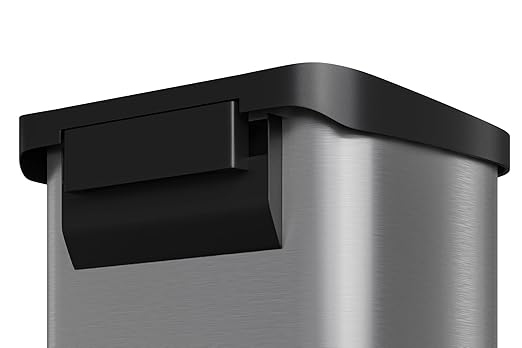 Garvee 13 gal / 50 L Stainless Steel Trash Can with Lid, Large Garbage Can for Kitchen, Rustproof Step-on Kitchen Metal Trash Bin with Liner Rim, Rear Handle, Soft Close Plastic Lid, Silver