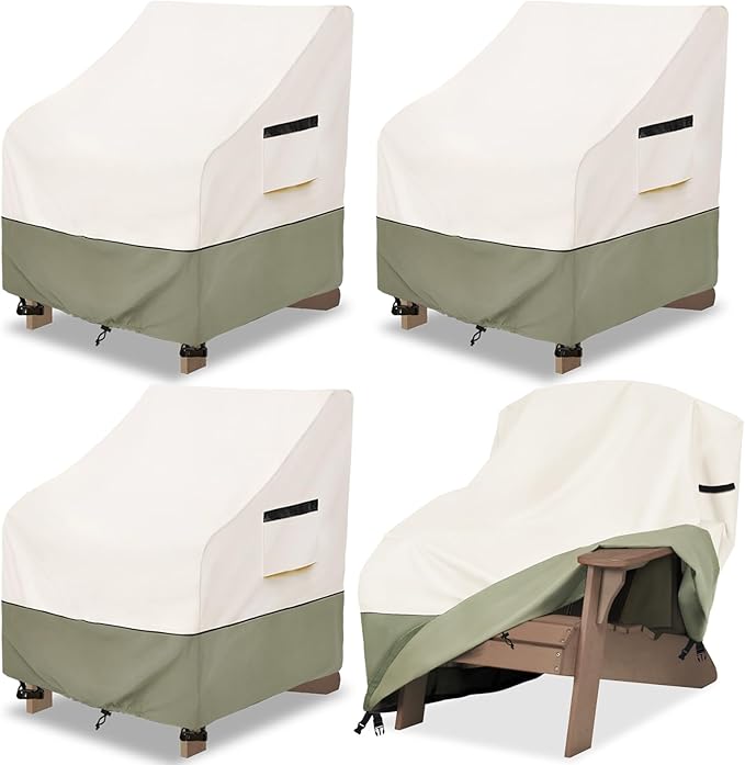 Outdoor Chair Covers 4 Pack 37 W x 40 D x 36 H inches,600D Heavy Duty Waterproof Adirondack Chair Cover,Outdoor Furniture Covers for Lawn/Garden Chiar
