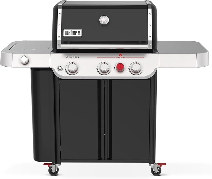 Weber Genesis E-335 Liquid Propane Gas Grill for Outdoor Cooking, 3 Burners and 1 Side Burner, Black