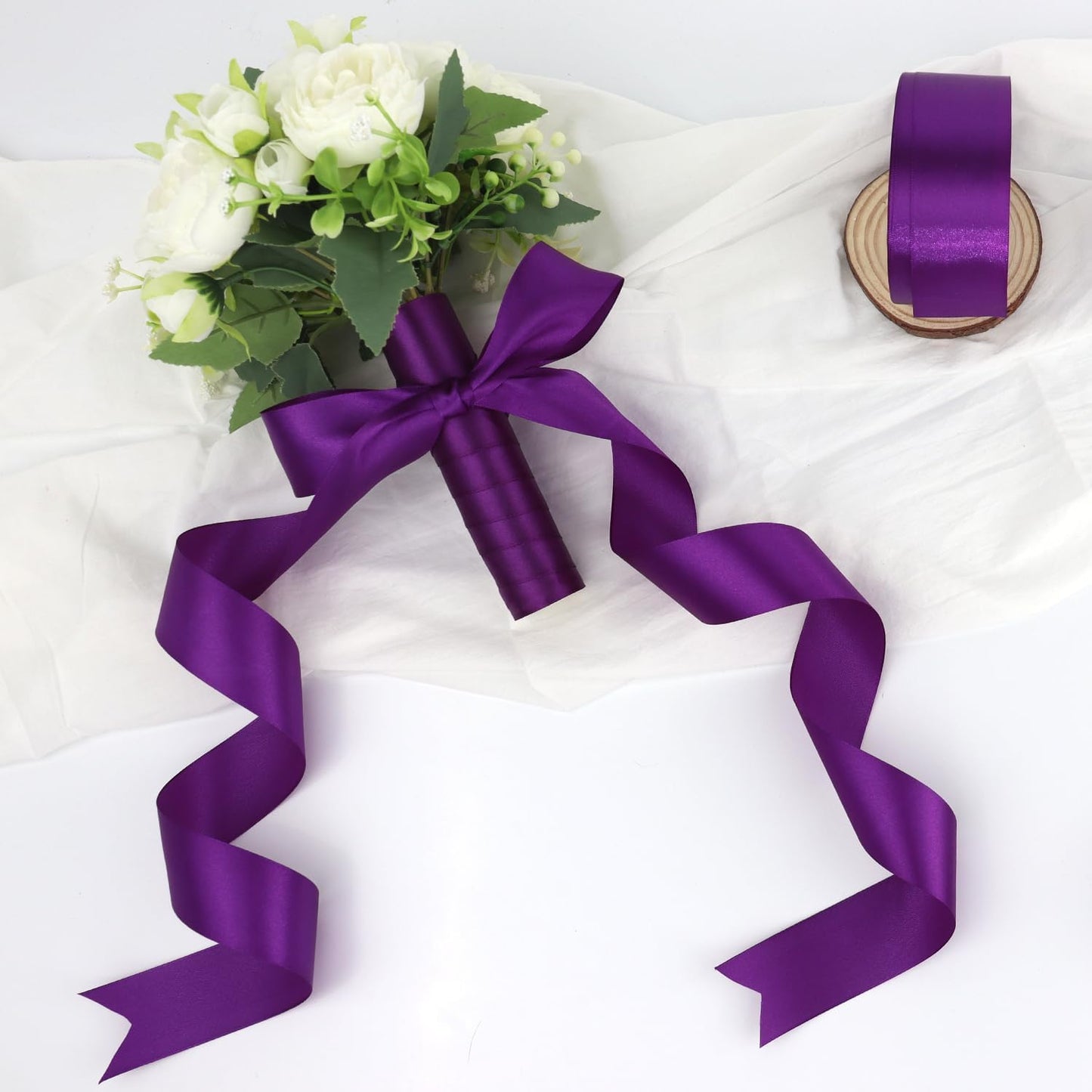 Purple Solid Satin Ribbon 1-1/2 Inch 25 Yards Solid Polyester Fabric Ribbon for Gift Wrapping Wedding Christmas Baby Shower Birthday Party Decoration Handmade Immortal Flower Craft