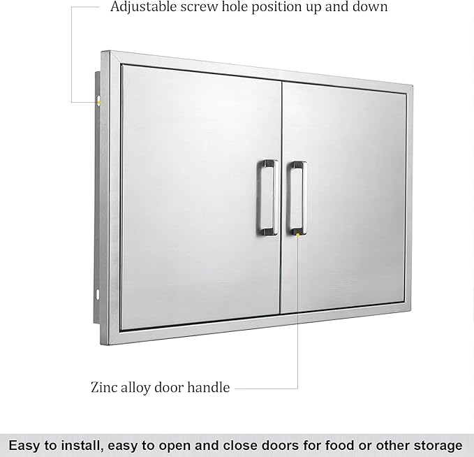 Outdoor Kitchen Door, 30" W21 H Outdoor Kitchen Access Door, Stainless Steel BBQ Double Door, Available for Outdoor Kitchen Island or Outdoor Kitchen.