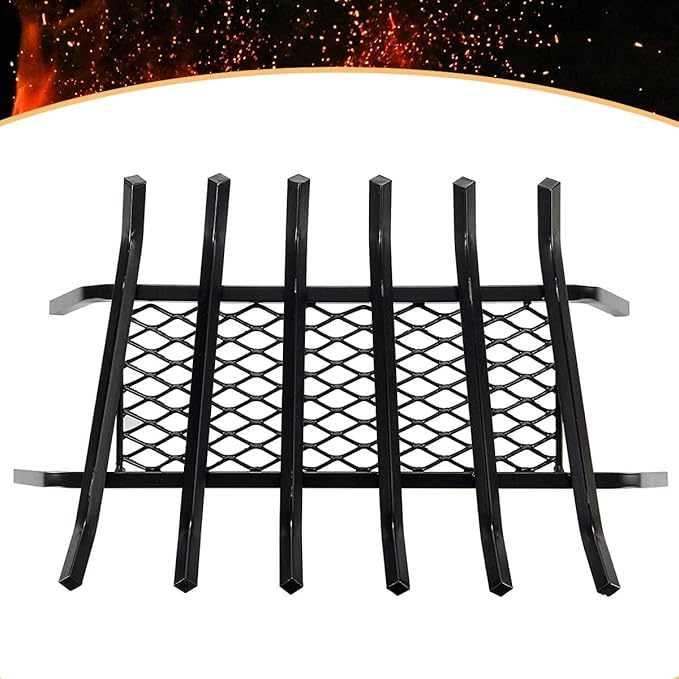 Heavy-Duty Steel Fireplace Grate with Ember Retainer (27 Inch)
