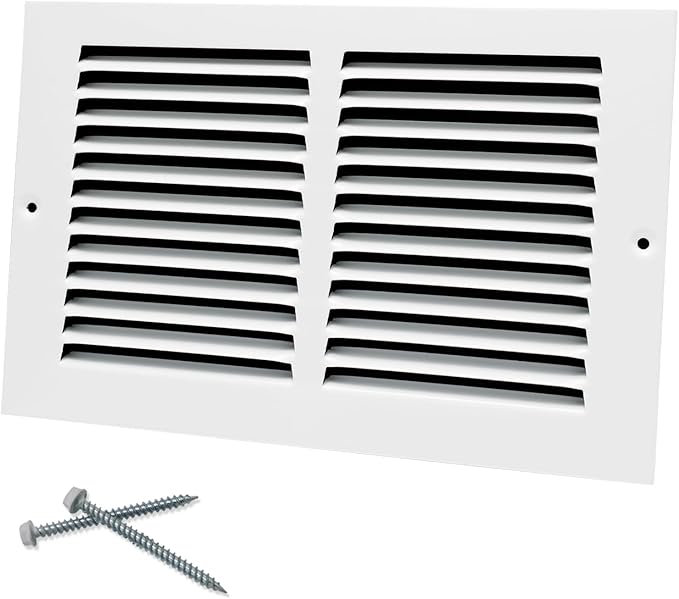 10"W x 6"H [Duct Opening Size] Steel Return Air Grille, Air Return Vent Cover for Ceiling and Sidewall - HVAC Air Vent Covers - [Outer Dimensions: 11.75"W x 7.75"H]